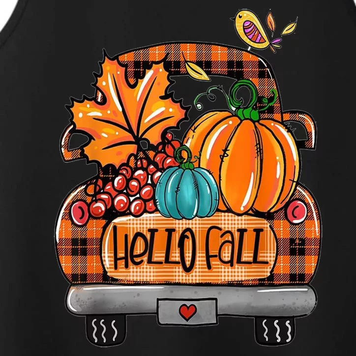 Hello Fall Pumpkin Truck Cute Performance Tank