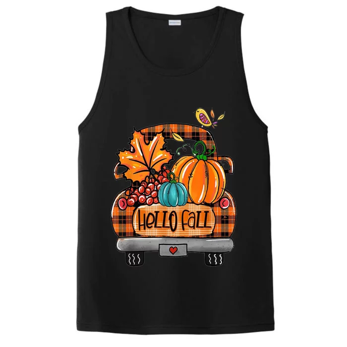 Hello Fall Pumpkin Truck Cute Performance Tank