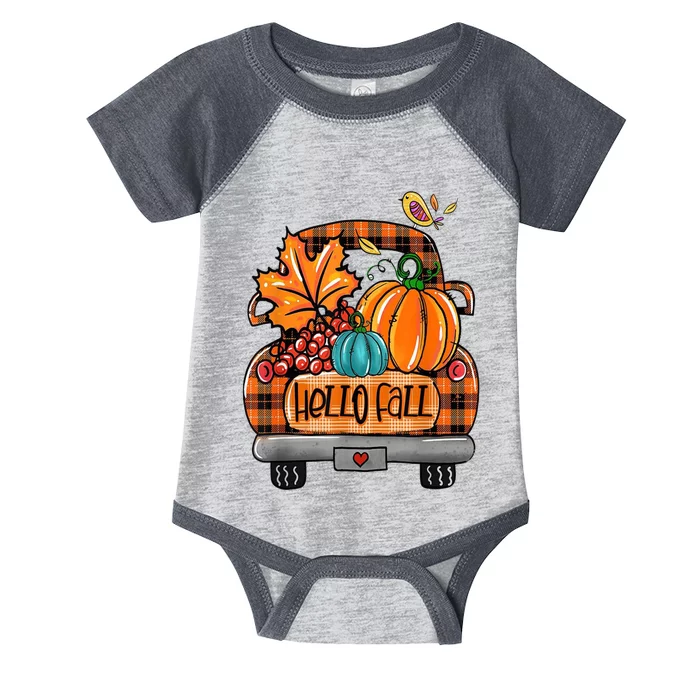 Hello Fall Pumpkin Truck Cute Infant Baby Jersey Bodysuit