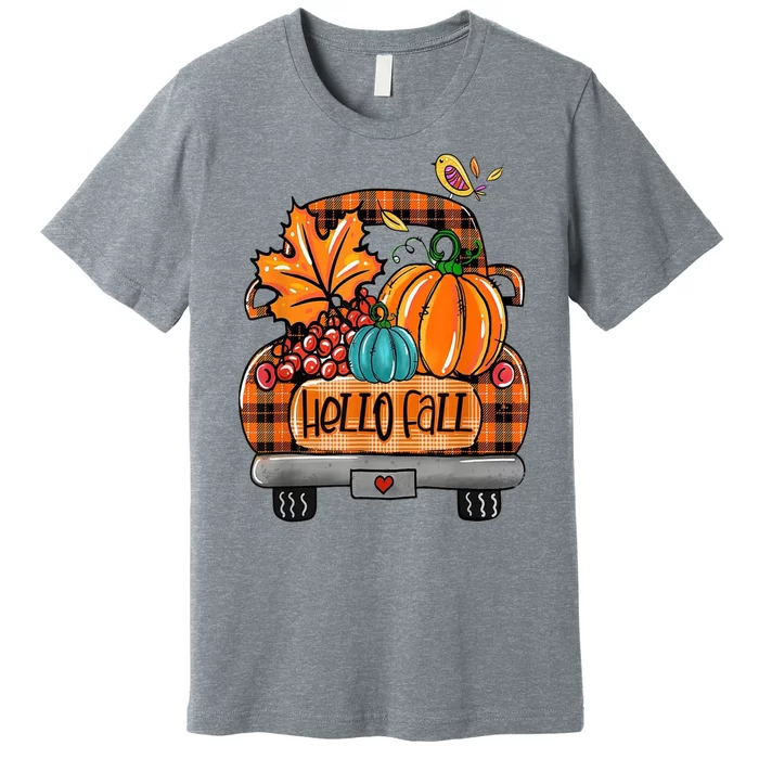 Hello Fall Pumpkin Truck Cute Premium T-Shirt