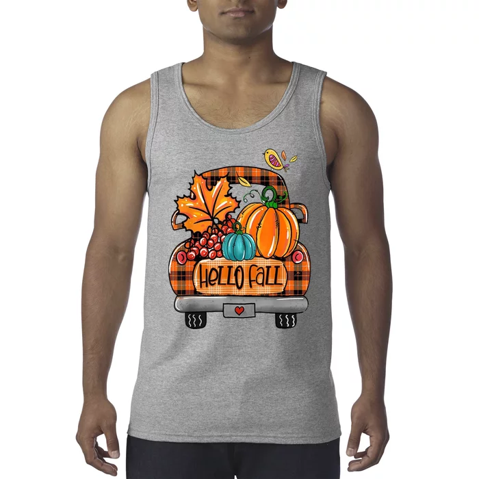 Hello Fall Pumpkin Truck Cute Tank Top