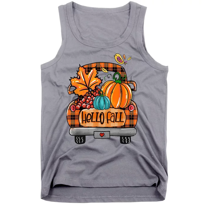 Hello Fall Pumpkin Truck Cute Tank Top