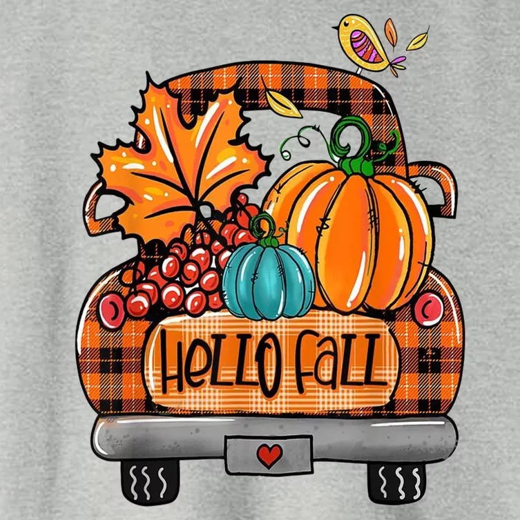 Hello Fall Pumpkin Truck Cute Women's Crop Top Tee