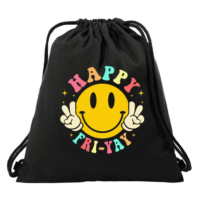 Happy Friyay Retro Smile Face Friday Lovers Drawstring Bag