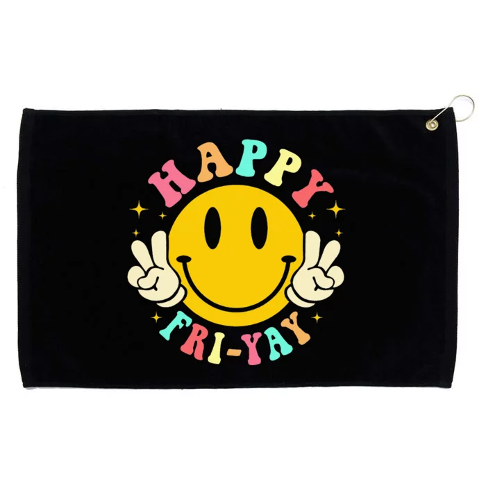 Happy Friyay Retro Smile Face Friday Lovers Grommeted Golf Towel