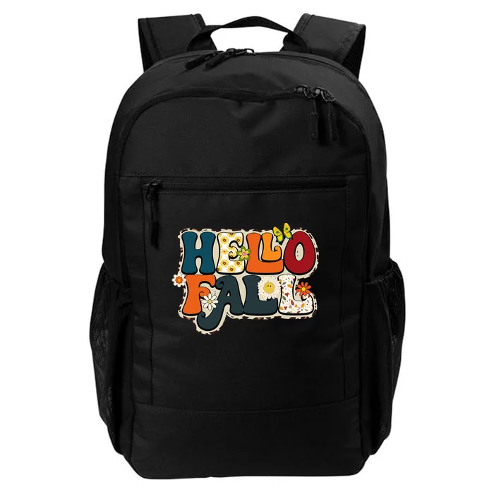 Hello Fall Retro Groovy Pumpkin Season Leopard Autumn Daily Commute Backpack