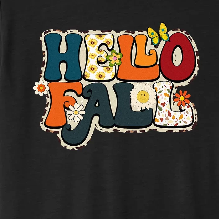 Hello Fall Retro Groovy Pumpkin Season Leopard Autumn ChromaSoft Performance T-Shirt