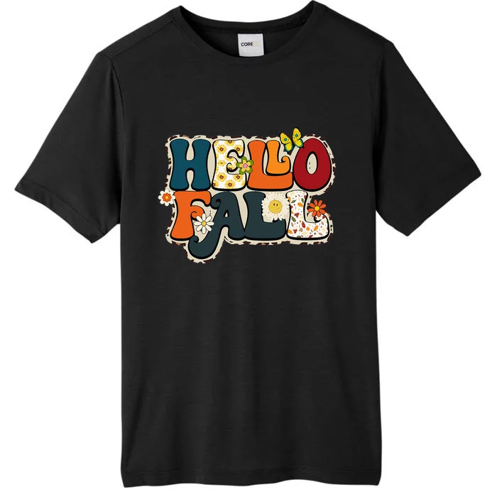 Hello Fall Retro Groovy Pumpkin Season Leopard Autumn ChromaSoft Performance T-Shirt