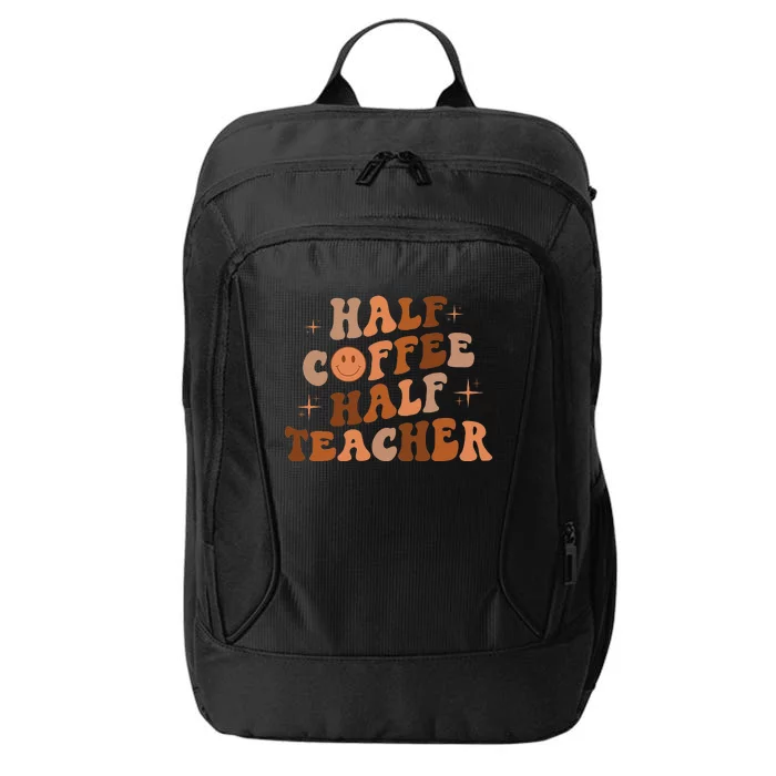 Happy Face Retro Half Coffee Half Teacher Back To School City Backpack