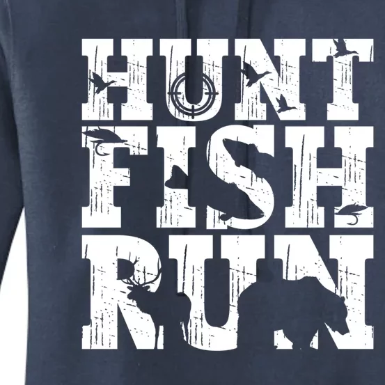 Hunt Fish Run Hunting Fishing Running Hunter Gift Women's Pullover Hoodie