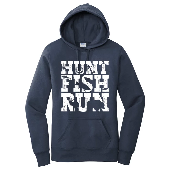 Hunt Fish Run Hunting Fishing Running Hunter Gift Women's Pullover Hoodie