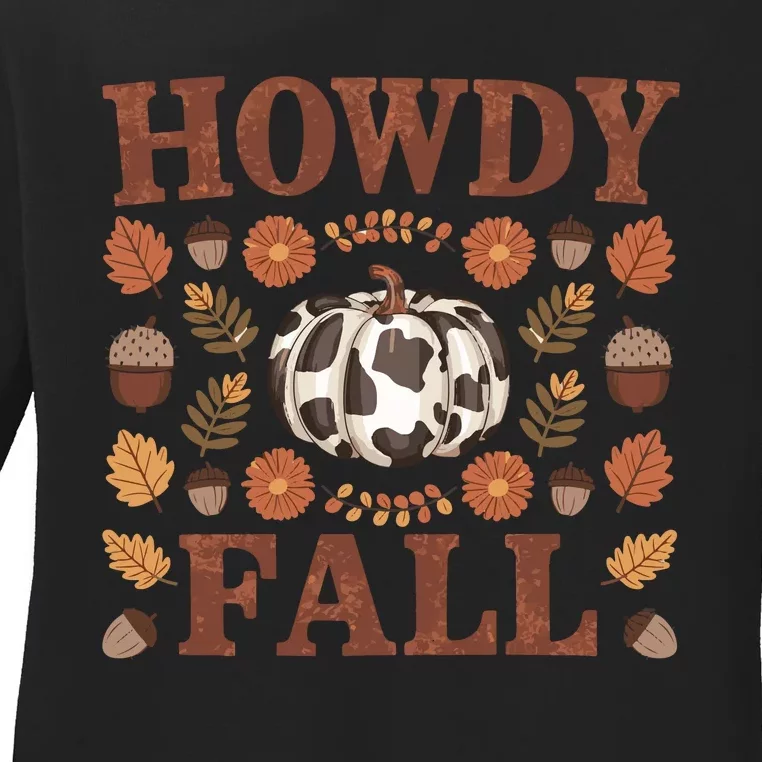 Howdy Fall Rustic Autumn Theme Ladies Long Sleeve Shirt