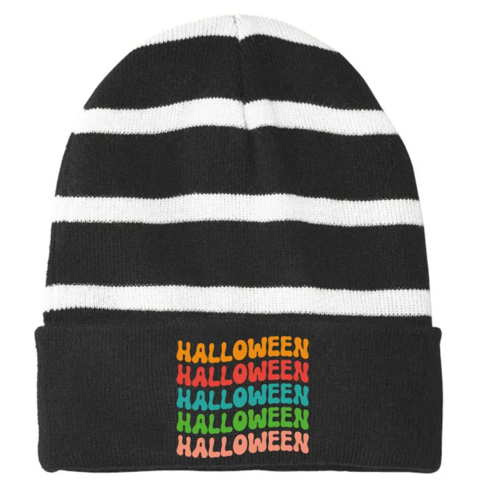 Halloween Festive Retro Gift Striped Beanie with Solid Band