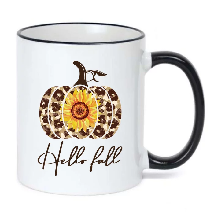 Hello Fall Sunflower Pumpkin Black Color Changing Mug