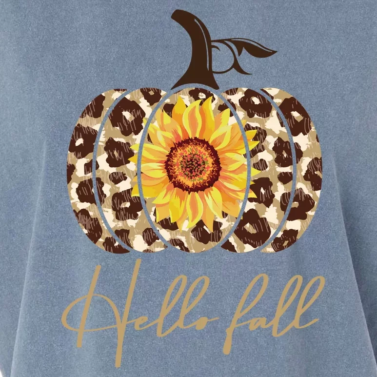 Hello Fall Sunflower Pumpkin Garment-Dyed Women's Muscle Tee