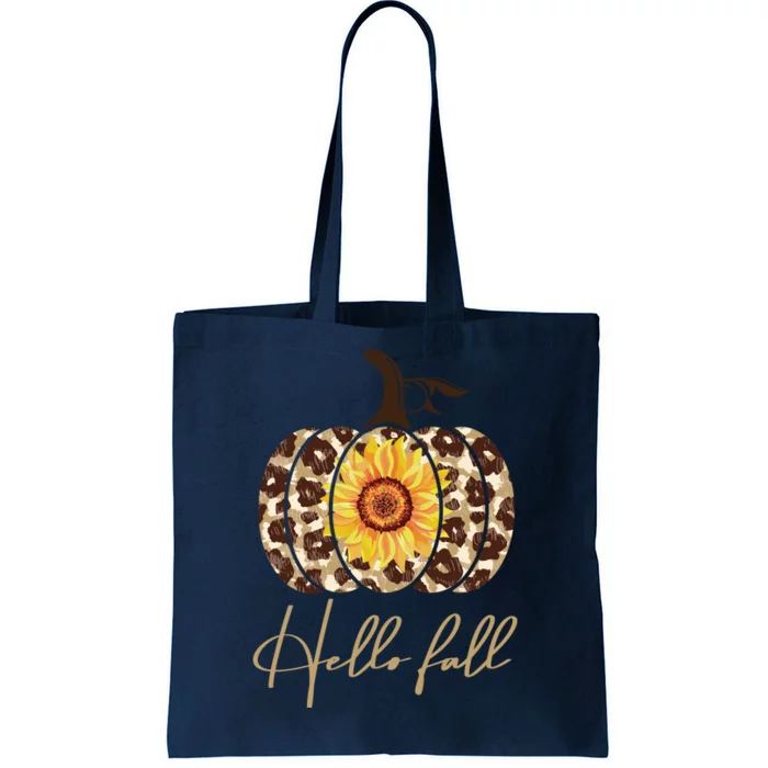 Hello Fall Sunflower Pumpkin Tote Bag