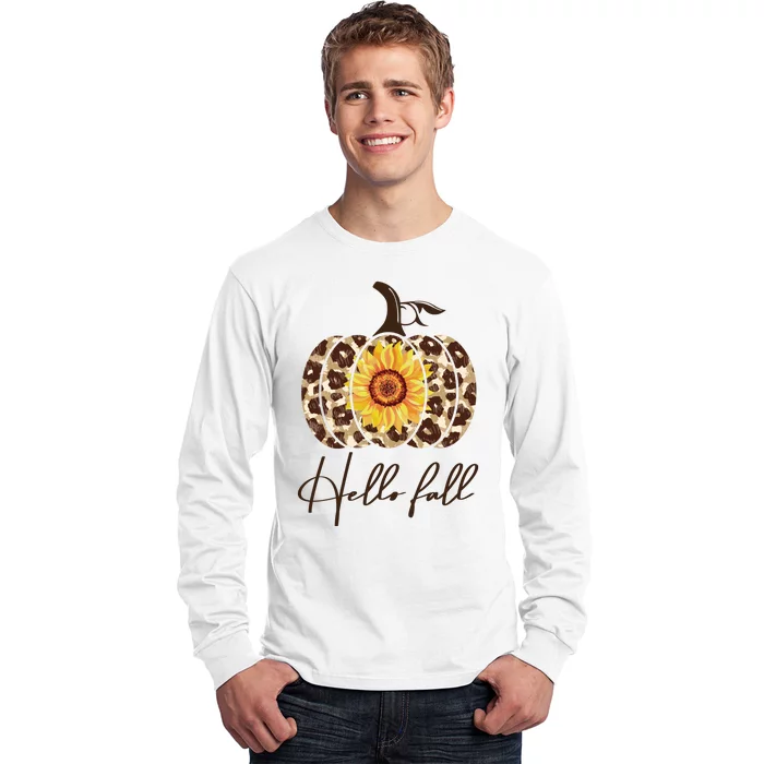 Hello Fall Sunflower Pumpkin Long Sleeve Shirt