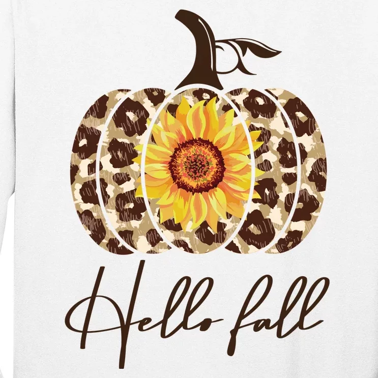 Hello Fall Sunflower Pumpkin Long Sleeve Shirt