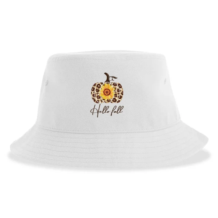 Hello Fall Sunflower Pumpkin Sustainable Bucket Hat