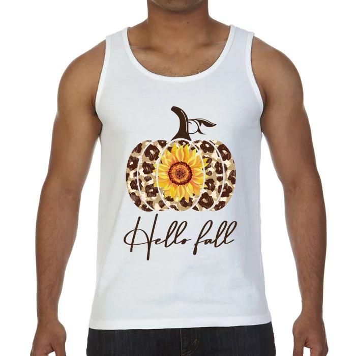 Hello Fall Sunflower Pumpkin Comfort Colors® Tank Top