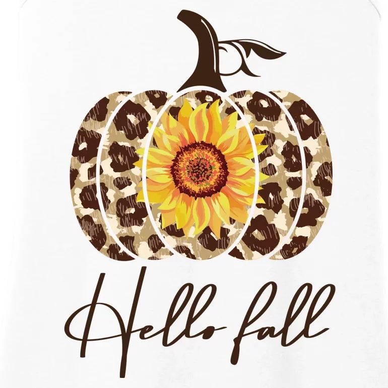 Hello Fall Sunflower Pumpkin Ladies Essential Tank