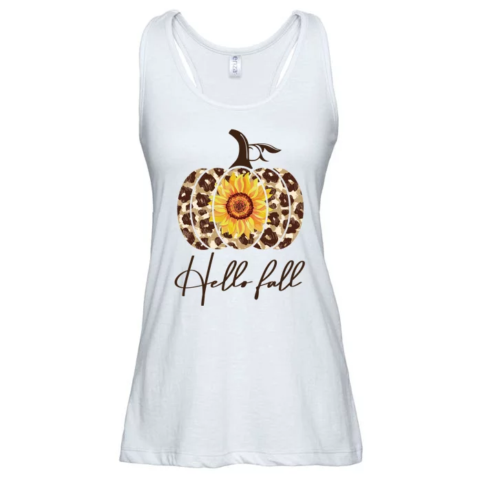 Hello Fall Sunflower Pumpkin Ladies Essential Flowy Tank