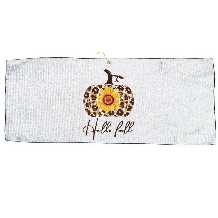 Hello Fall Sunflower Pumpkin Large Microfiber Waffle Golf Towel