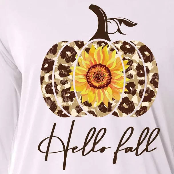 Hello Fall Sunflower Pumpkin Cooling Performance Long Sleeve Crew