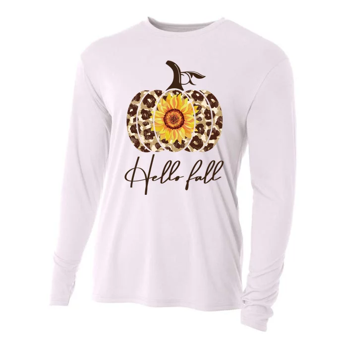 Hello Fall Sunflower Pumpkin Cooling Performance Long Sleeve Crew