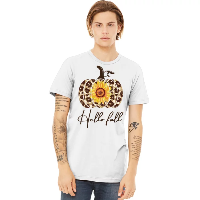 Hello Fall Sunflower Pumpkin Premium T-Shirt