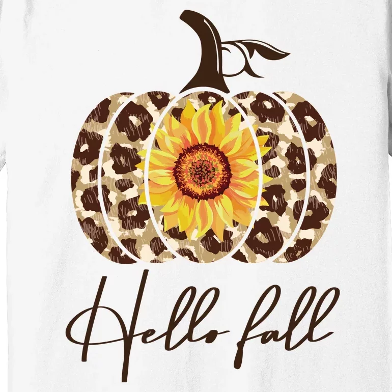 Hello Fall Sunflower Pumpkin Premium T-Shirt