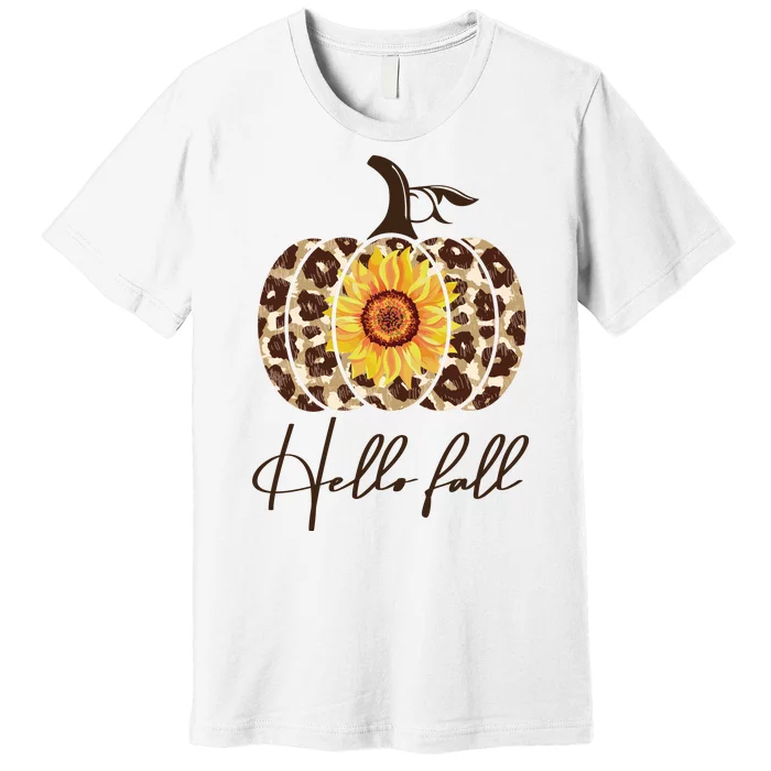 Hello Fall Sunflower Pumpkin Premium T-Shirt