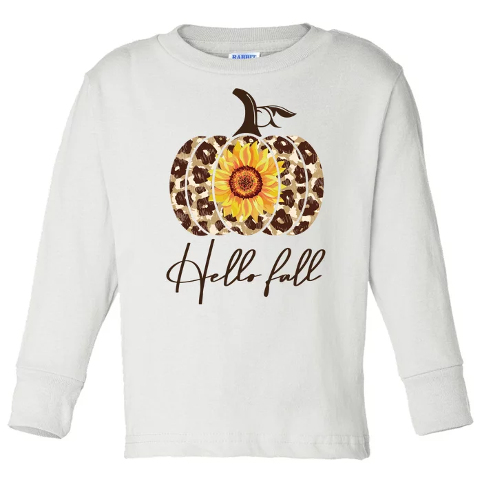 Hello Fall Sunflower Pumpkin Toddler Long Sleeve Shirt