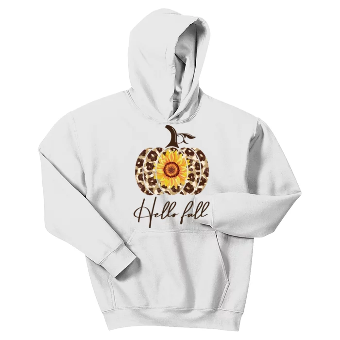 Hello Fall Sunflower Pumpkin Kids Hoodie