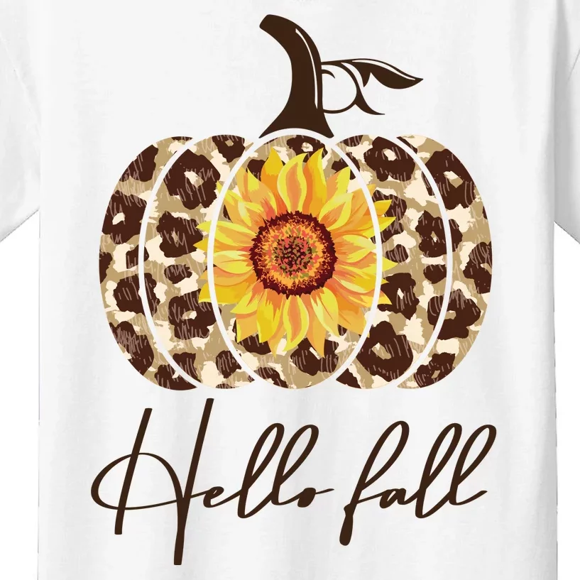 Hello Fall Sunflower Pumpkin Kids T-Shirt