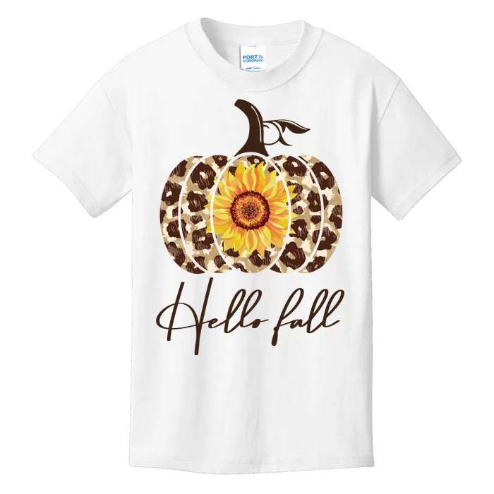 Hello Fall Sunflower Pumpkin Kids T-Shirt