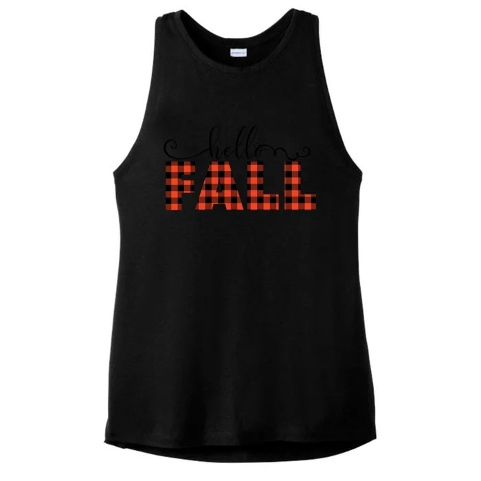 Hello Fall Season Greetings Autumn Leaves Pumpkin Spice Pun Funny Gift Ladies Tri-Blend Wicking Tank