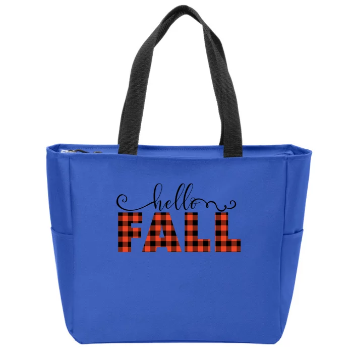 Hello Fall Season Greetings Autumn Leaves Pumpkin Spice Pun Funny Gift Zip Tote Bag