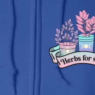 Herbs For Spells Halloween Pastel Goth Witchy Spooky Creepy Funny Gift Full Zip Hoodie