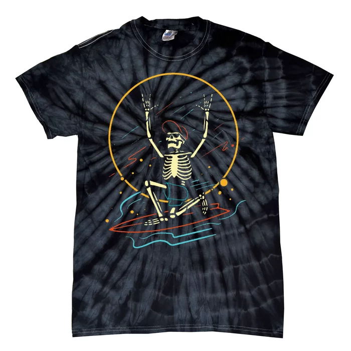 Halloween Funny Skeleton Surfing Rad Surfer Tie-Dye T-Shirt