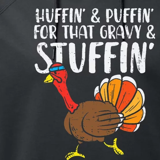 Huffin For Stuffin Running Turkey Performance Fleece Hoodie