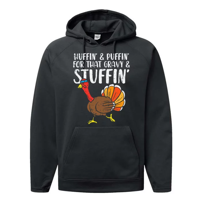 Huffin For Stuffin Running Turkey Performance Fleece Hoodie