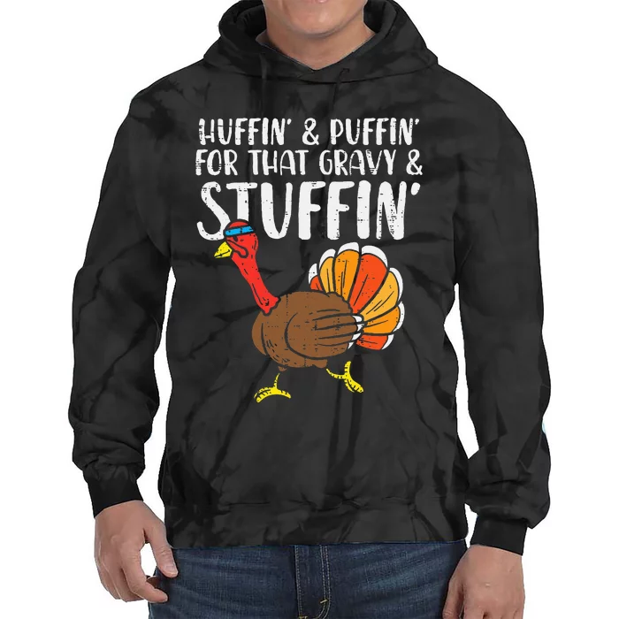 Huffin For Stuffin Running Turkey Tie Dye Hoodie