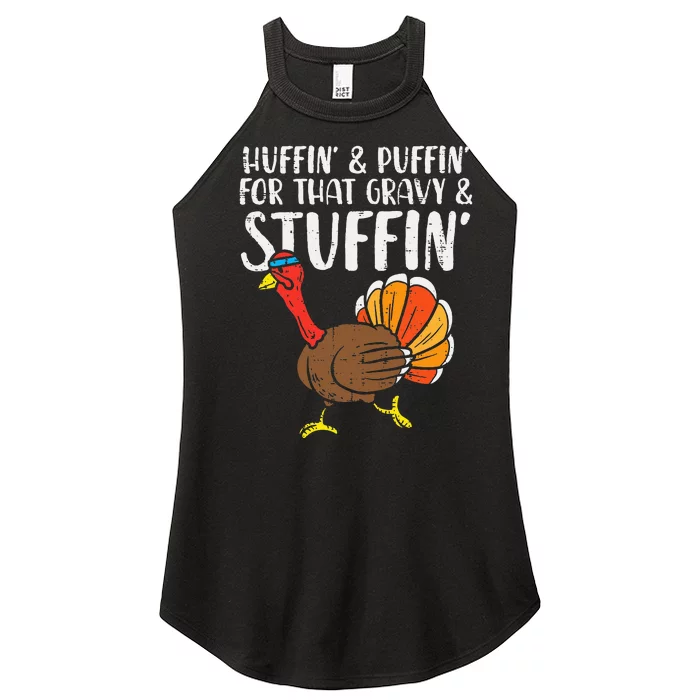 Huffin For Stuffin Running Turkey Women’s Perfect Tri Rocker Tank