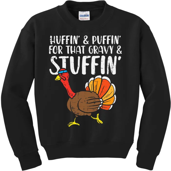 Huffin For Stuffin Running Turkey Kids Sweatshirt