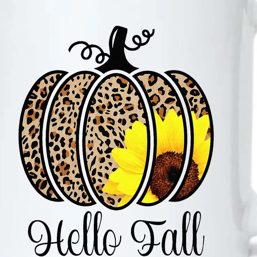 Hello Fall Sunflower Pumpkin Fall YAll Leopard Autumn Black Color Changing Mug