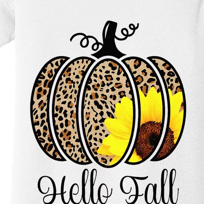 Hello Fall Sunflower Pumpkin Fall YAll Leopard Autumn Baby Bodysuit