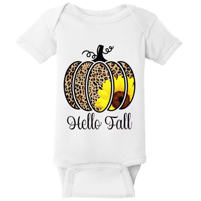 Hello Fall Sunflower Pumpkin Fall YAll Leopard Autumn Baby Bodysuit