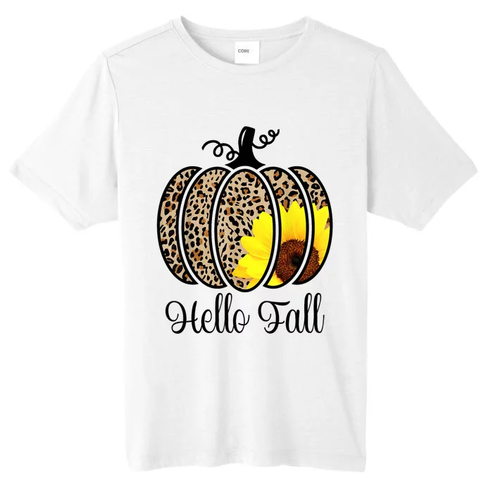 Hello Fall Sunflower Pumpkin Fall YAll Leopard Autumn ChromaSoft Performance T-Shirt