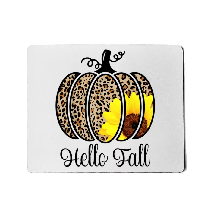 Hello Fall Sunflower Pumpkin Fall YAll Leopard Autumn Mousepad